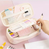 Large Capacity Pencil Case – Multi-Use Zipper Pen Organizer with Mesh Pockets for School, Office & Travel